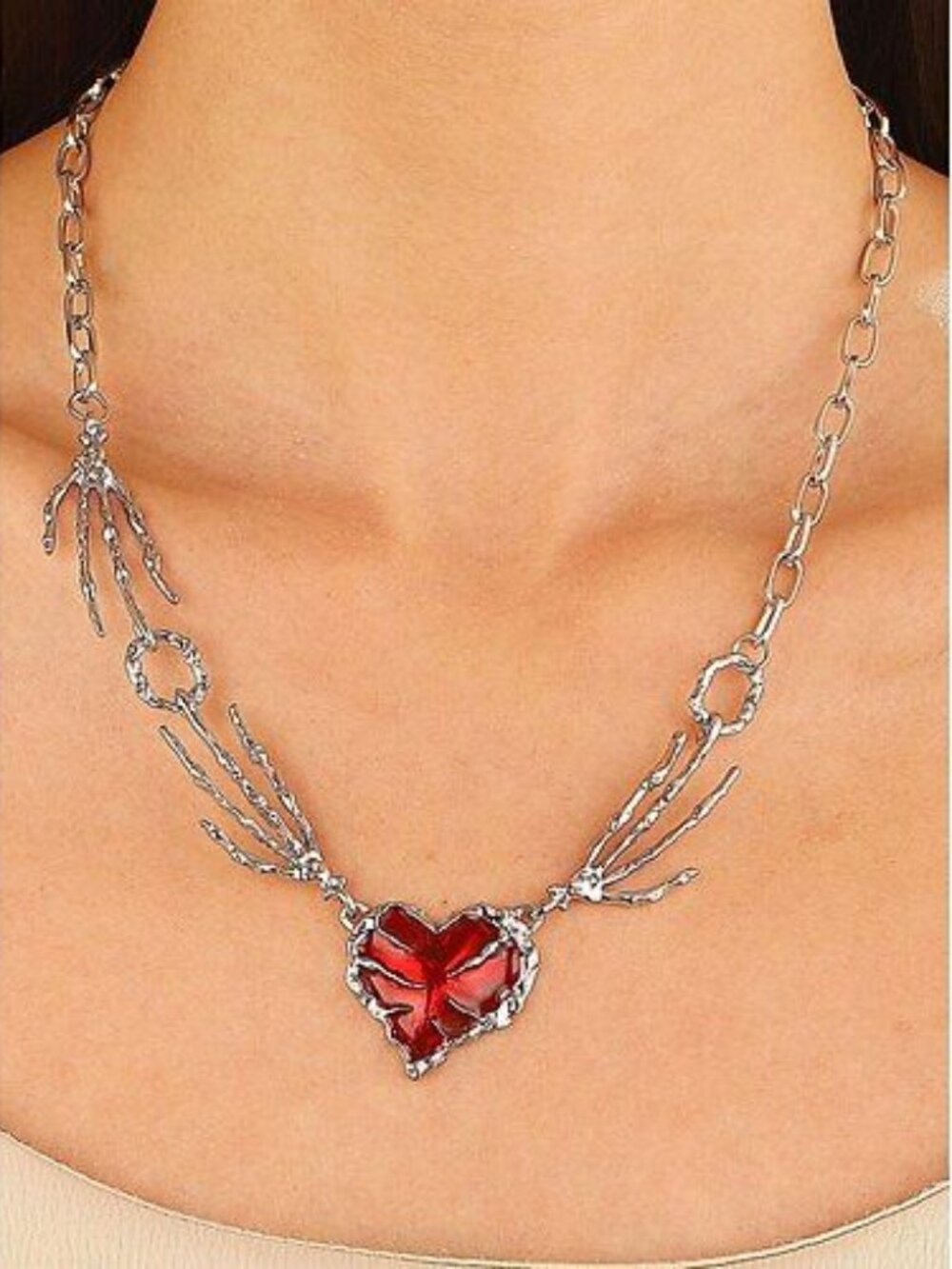 Punk gothic necklace red heart